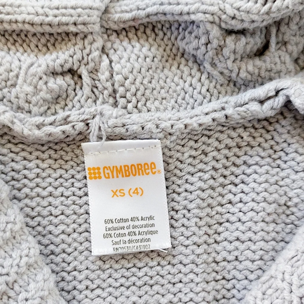 Grey‎ Short Sleeve Duster Vest Cardigan size 4 XS Winter Layering bow Gymboree